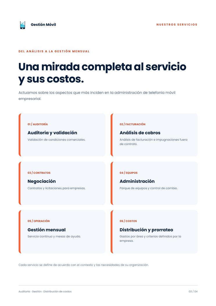 Brochure Gestión Móvil, servicios