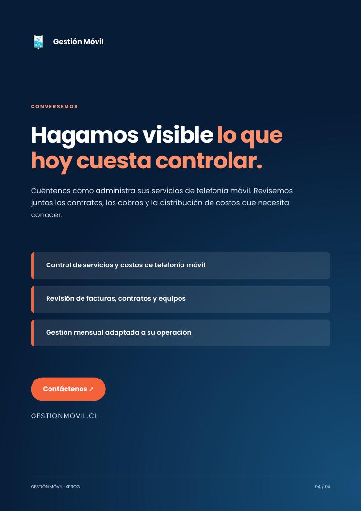 Brochure Gestión Móvil, contacto